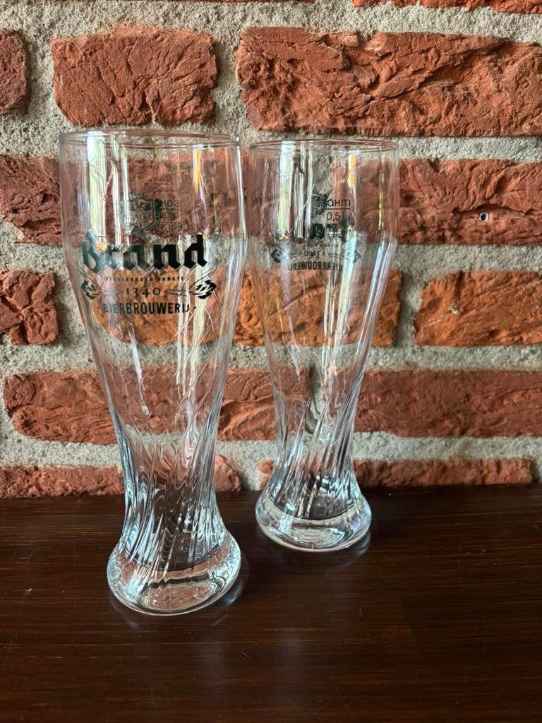 Brand bier glazen 0,5l, 6 stuks, Ophalen of Verzenden, Zo goed als nieuw, Glas of Glazen, Brand