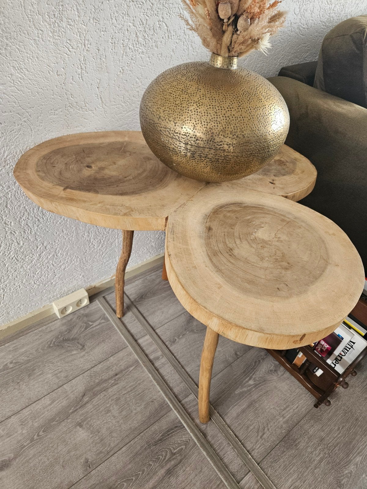 Bijzettafel van boomstam, Huis en Inrichting, Tafels | Bijzettafels, Gebruikt, Overige vormen, Minder dan 45 cm, 75 cm of meer