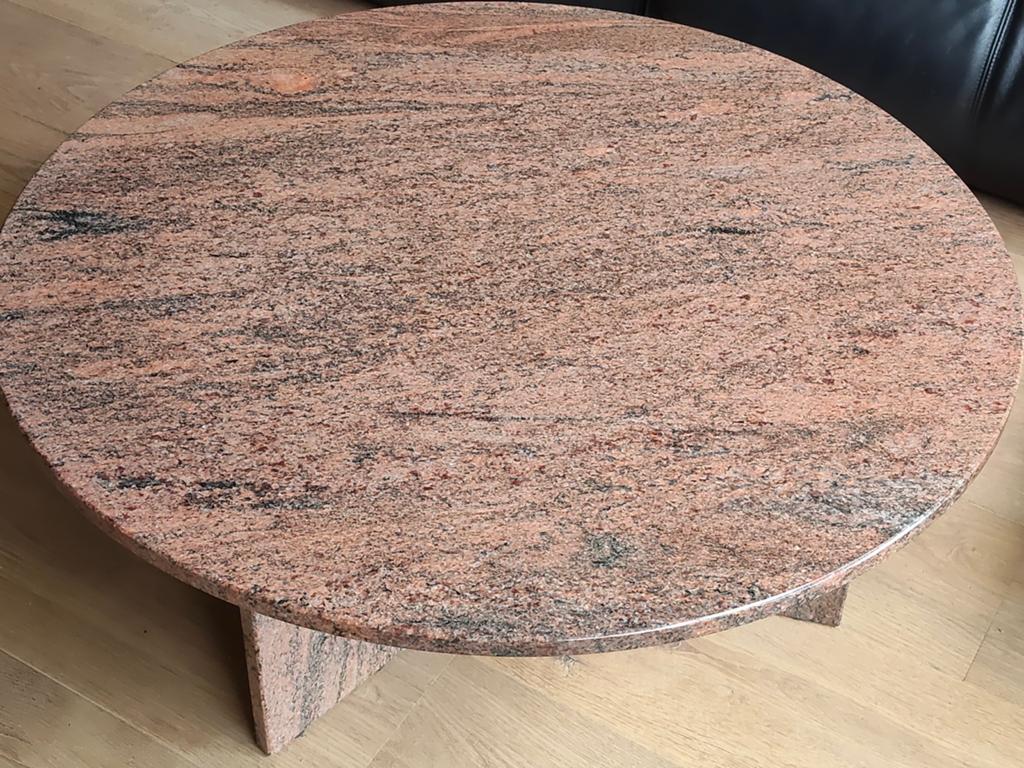 Italiaanse granieten salontafel - rond, 90x40 cm, Huis en Inrichting, Tafels | Salontafels, Overige materialen, Gebruikt, 50 tot 100 cm
