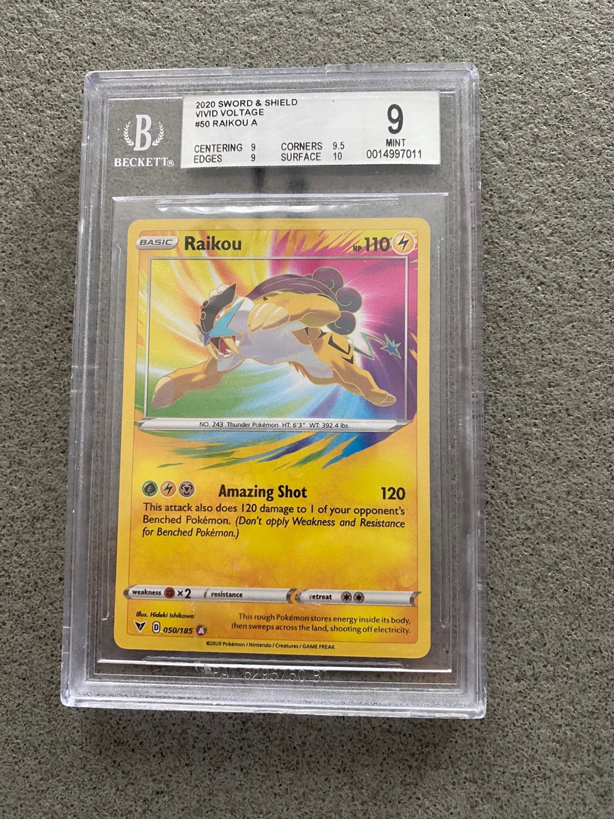 Raikou beckett 9 pokemonkaart, Ophalen of Verzenden, Zo goed als nieuw