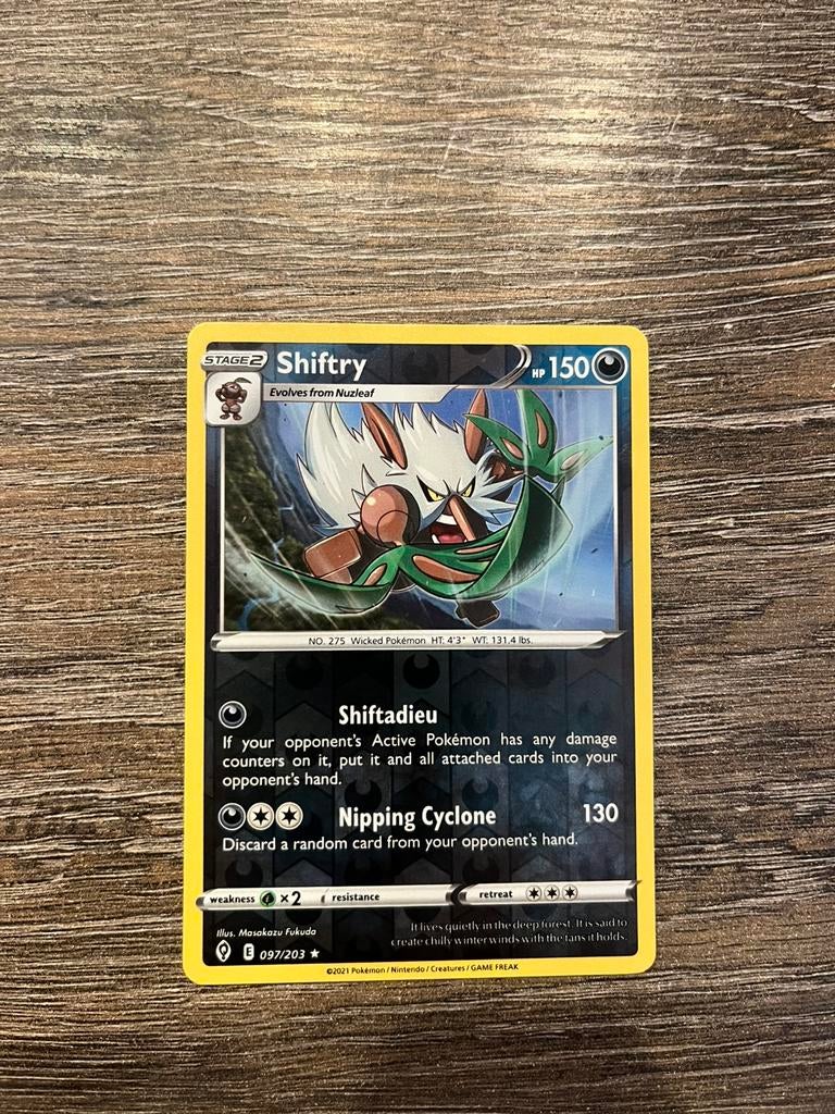 Shiftry EVS 097/203 reverse holo, Ophalen of Verzenden, Zo goed als nieuw