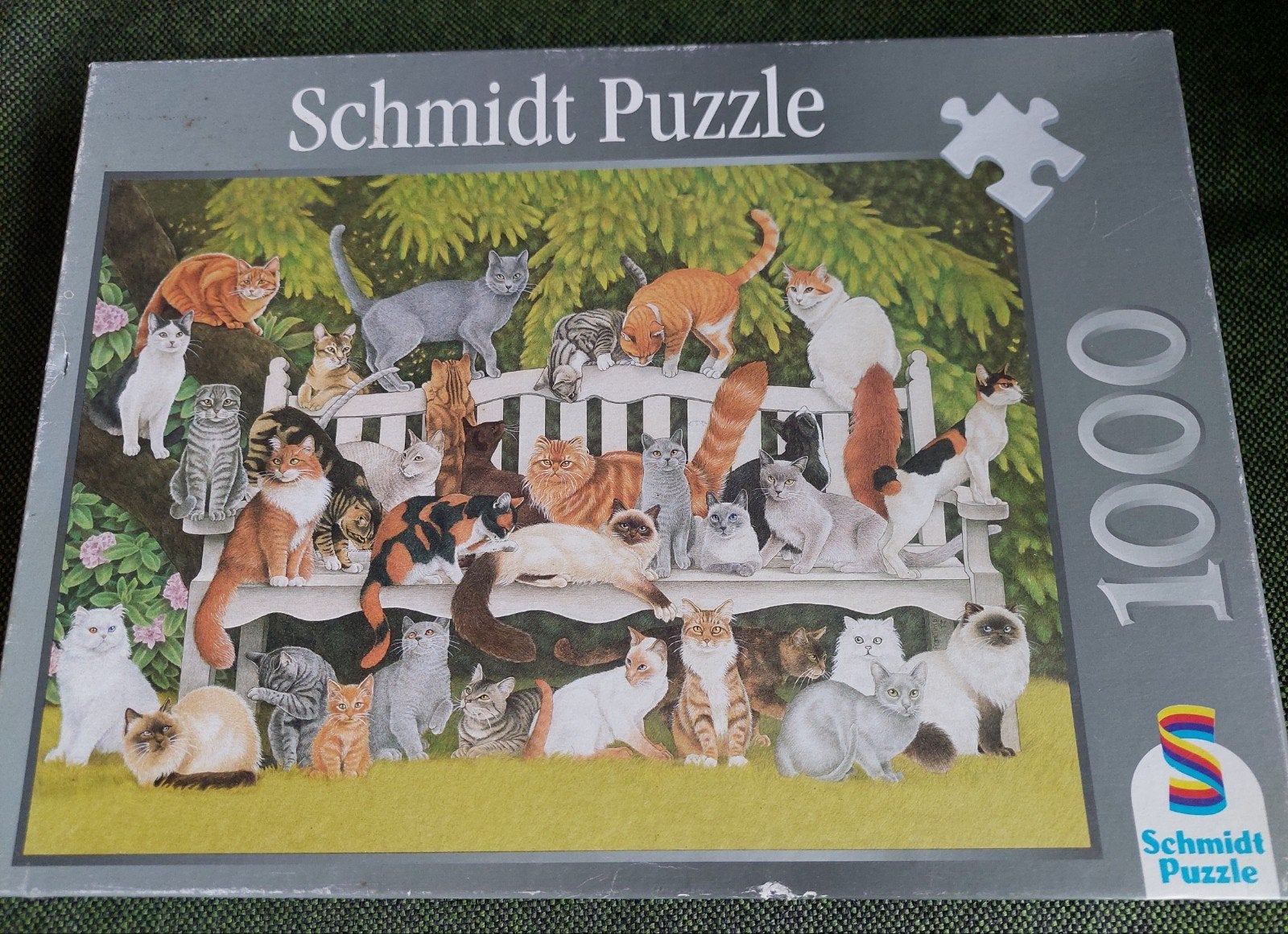 Schmidt puzzel 1000 stukjes - Katten op de bank, Ophalen of Verzenden, 500 t/m 1500 stukjes, Gebruikt, Legpuzzel