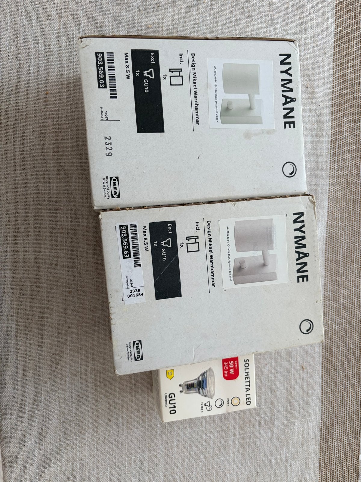 IKEA NYMÅNE wandlampen (2 stuks) + GU10 LED – Nieuw in doos!, Led-lamp, GU10, Nieuw, IKEA