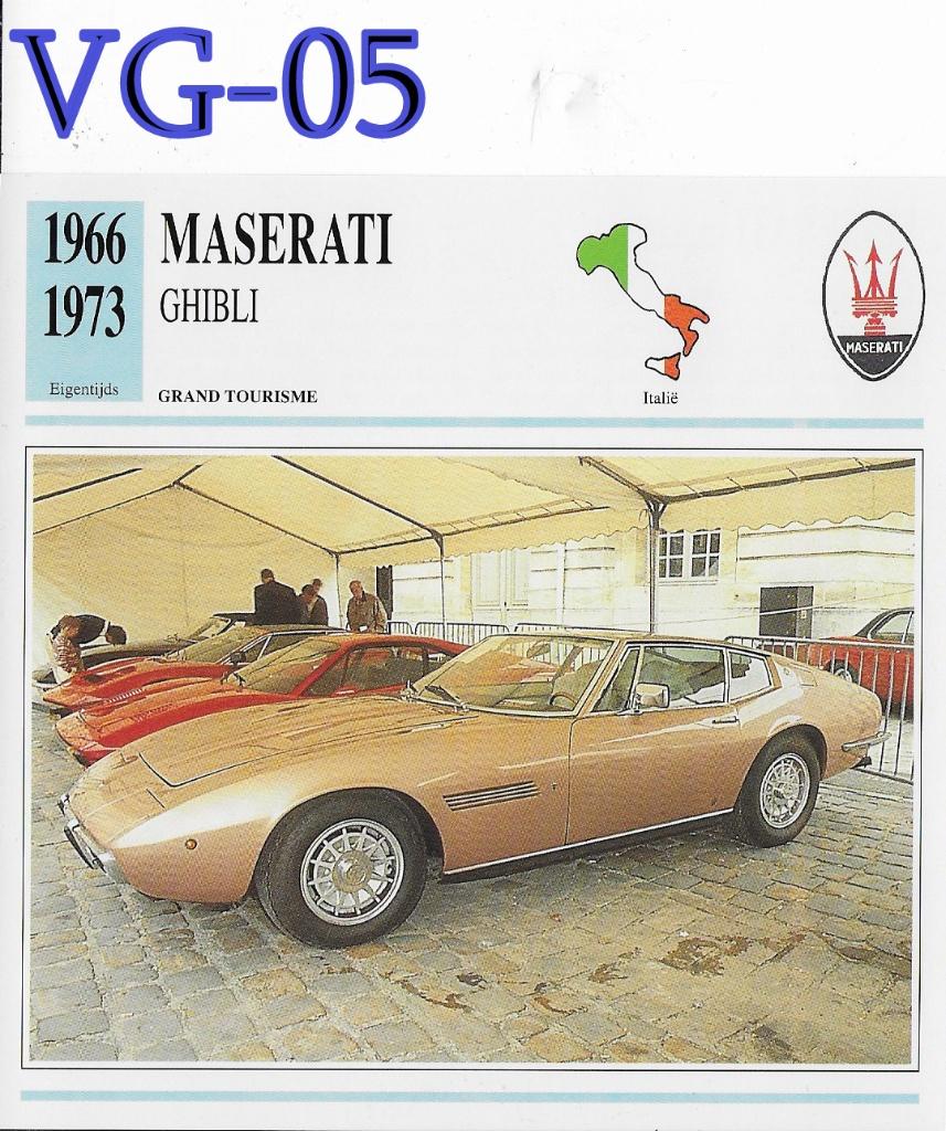 VG5 Autokaart Maserati Ghibli ( 1966 - 1973), Ophalen of Verzenden, Zo goed als nieuw, Auto's