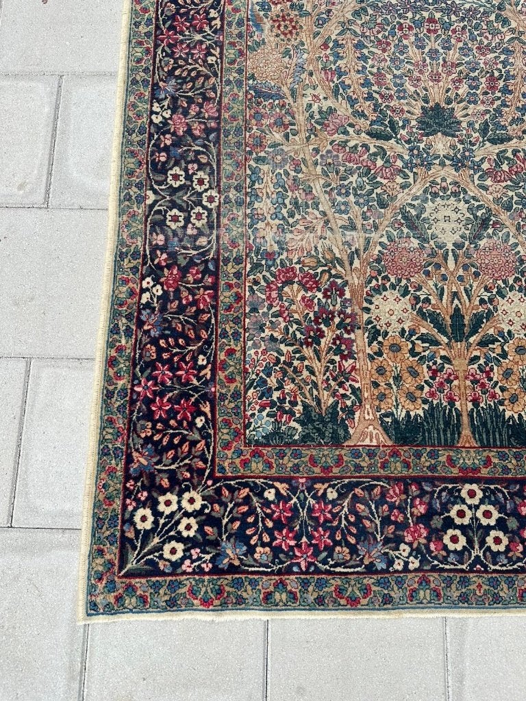 Antiek Kerman tapijt – 227  134 cm – De Perzische Tuin, Gebruikt, Wol, 200 cm of meer, Ophalen of Verzenden