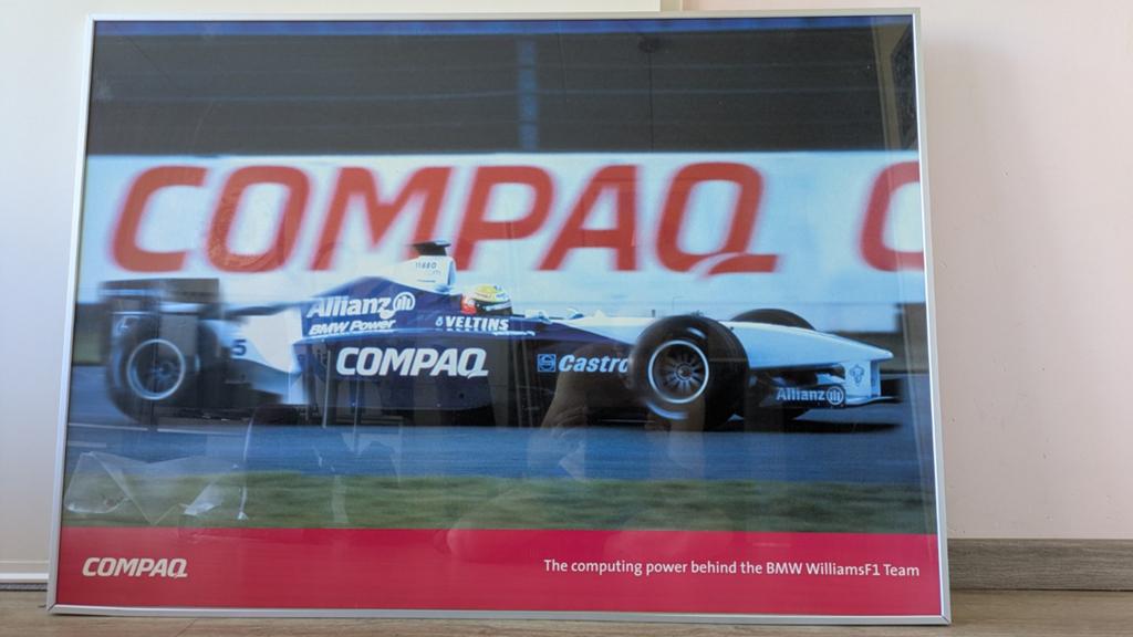 Poster F1 Williams/Compaq 2001 of 2002, Ophalen, Met lijst, Rechthoekig Liggend, Zo goed als nieuw
