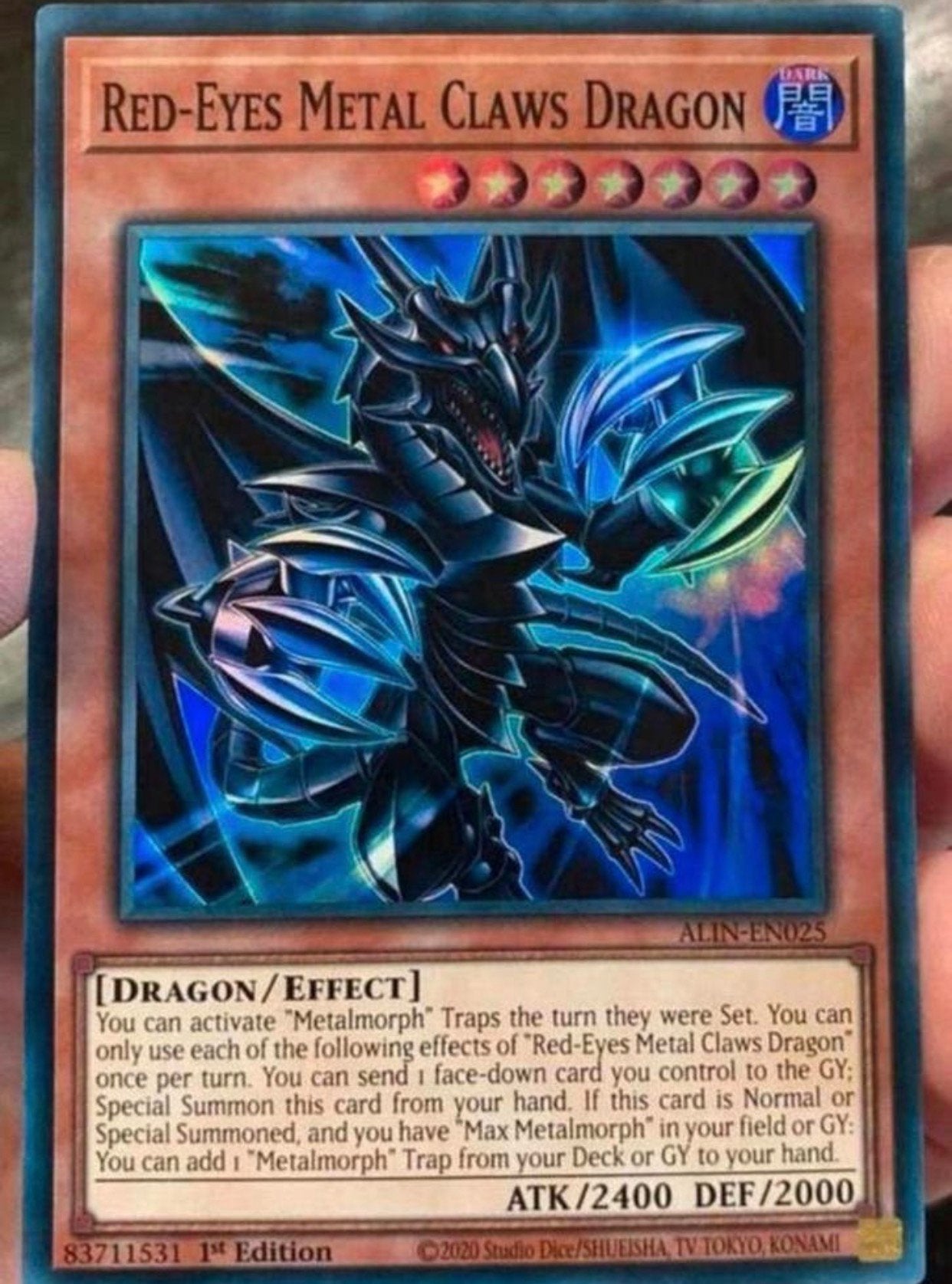 Yu-Gi-Oh! Red-Eyes Metal Claws Dragon ALIN 1st Edition !, Hobby en Vrije tijd, Verzamelkaartspellen | Yu-gi-Oh!, Ophalen of Verzenden