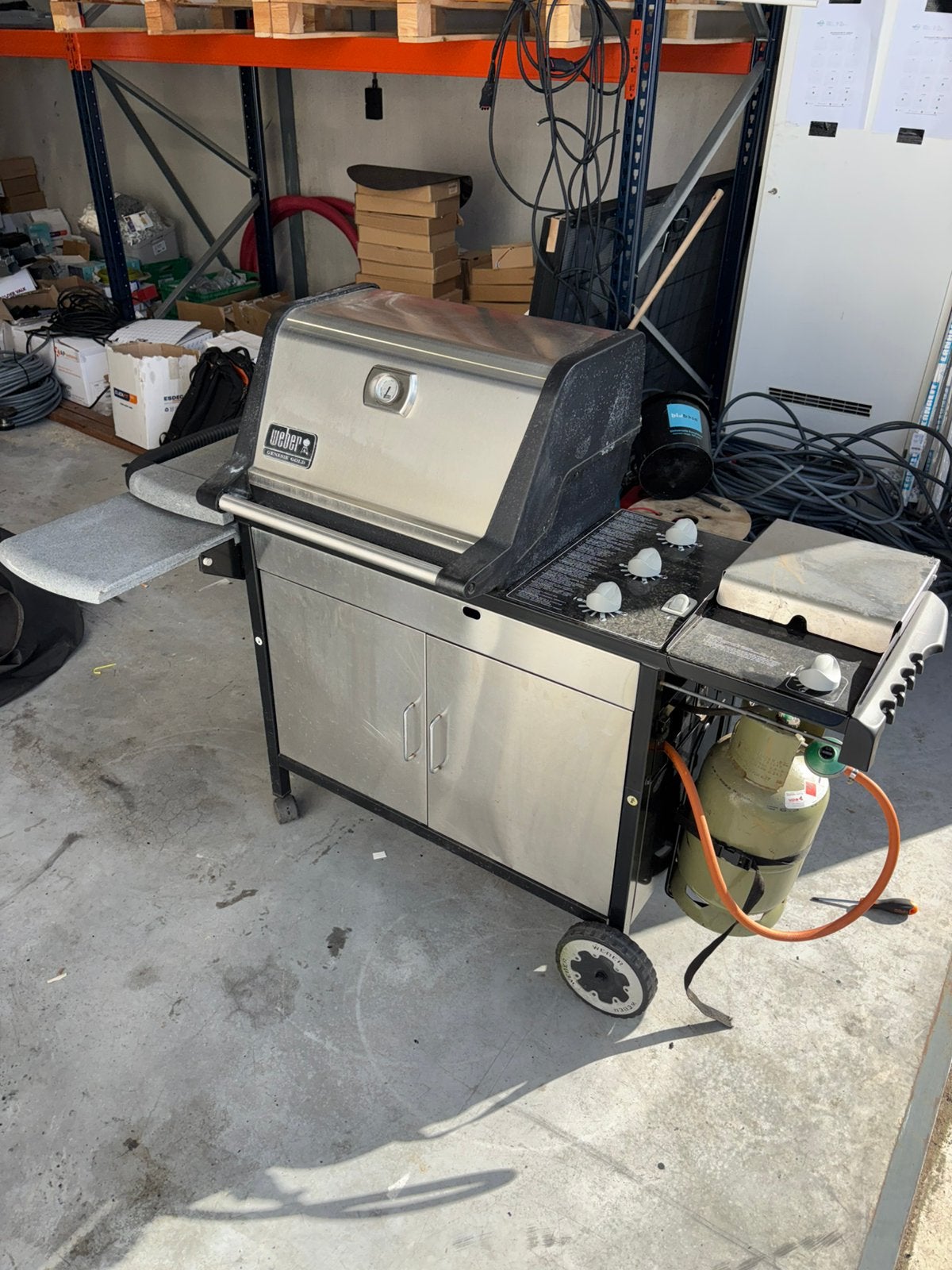 Weber Genesis gas BBQ – RVS – Met zijbrander en beschermhoes, Ophalen, Gebruikt