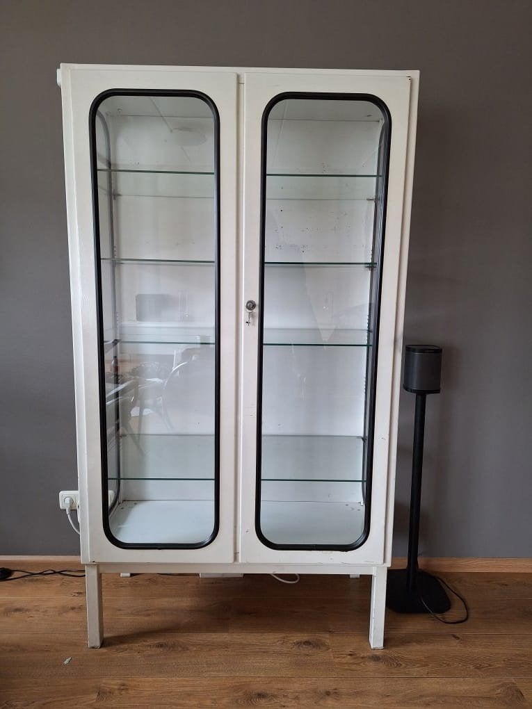 Mooie Vintage vitrinekast (apothekerskast), Huis en Inrichting, Kasten | Vitrinekasten, Ophalen, 50 tot 100 cm, Zo goed als nieuw