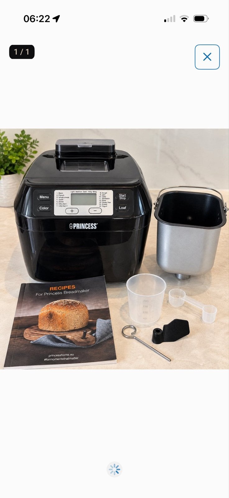 Princess Broodbakmachine - Zo goed als nieuw, Met timer, Meer dan 10 programma's, 800 tot 1200 gram deeg, Ophalen of Verzenden