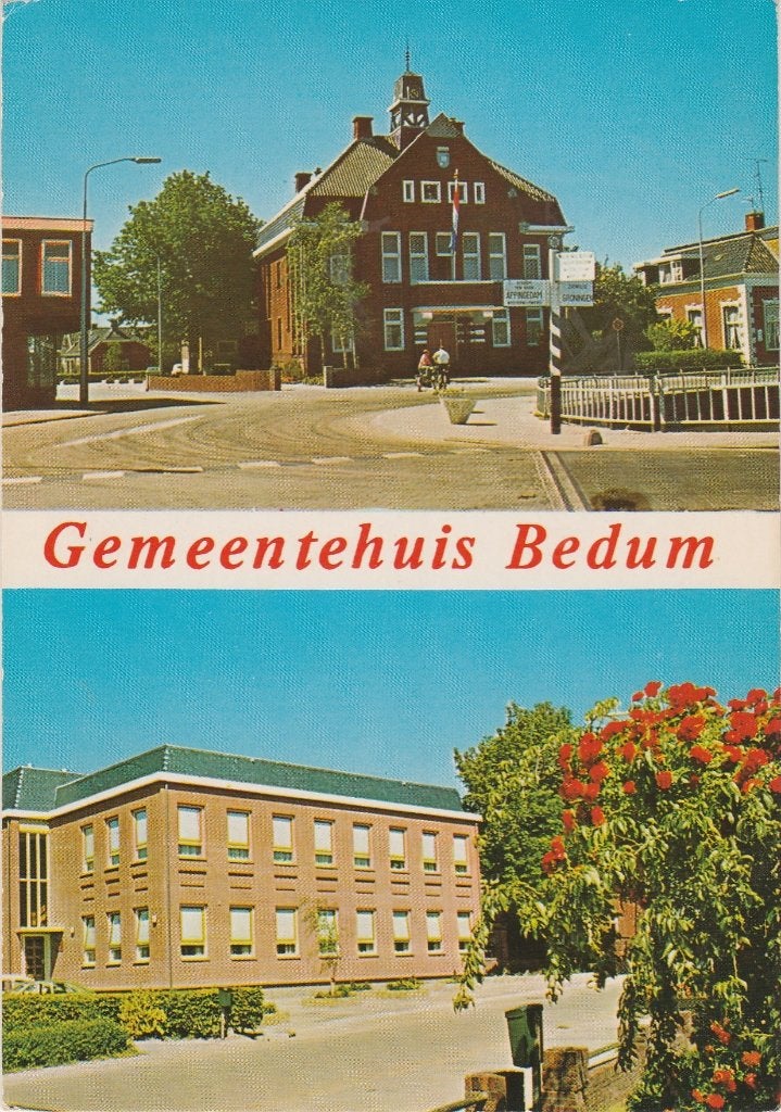 BEDUM Gemeentehuis  met ANWB Wijzer, Verzamelen, Verzenden, 1980 tot heden, Gelopen, Groningen