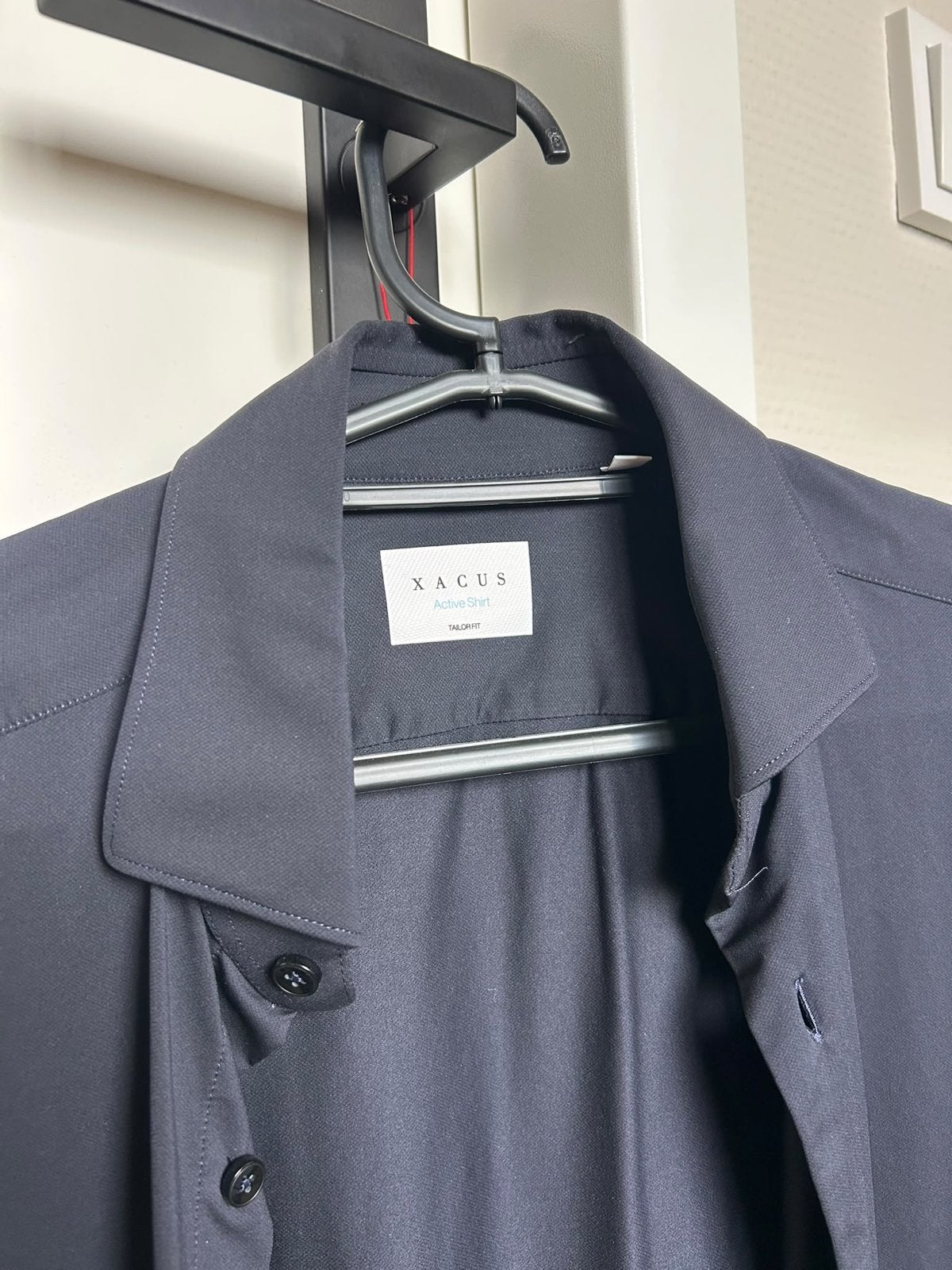 Xacus Tailor Fit Stretch Overhemd - Maat 37 - Donkerblauw, Ophalen of Verzenden, Zo goed als nieuw, Blauw, Halswijdte 38 (S) of kleiner