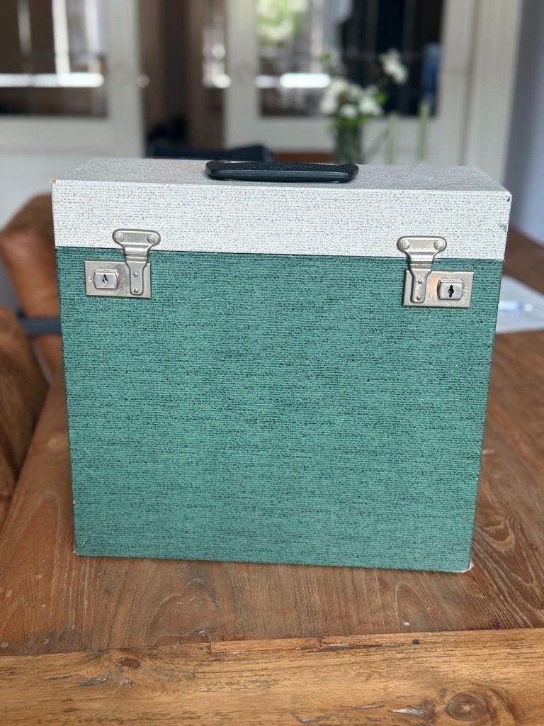 Retro Vintage Platenkoffer - groen/grijs, Ophalen, Gebruikt, Overige instrumenten