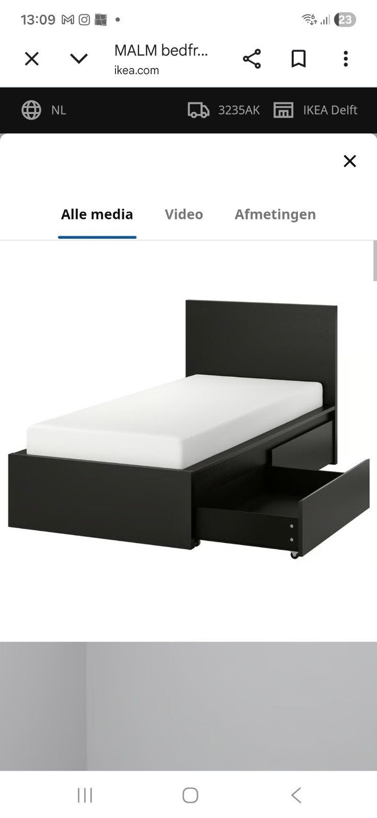 IKEA MALM bedframe 90x200 met lades, zwartbruin, Huis en Inrichting, Slaapkamer | Bedden, Ophalen, Gebruikt, 90 cm, Zwart