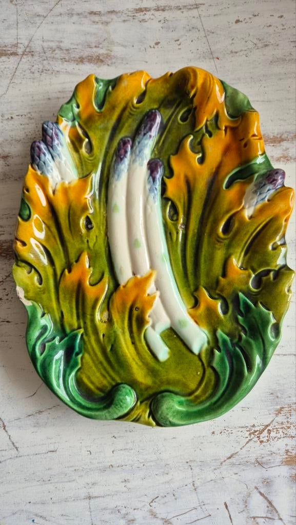 Asperge schaal majolica, Ophalen of Verzenden
