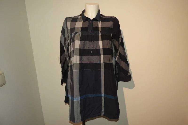 Burberry Brit tuniek in grote ruit blauw tinten deel knopenL, Maat 42/44 (L), Zo goed als nieuw, Burberry, Meerkleurig