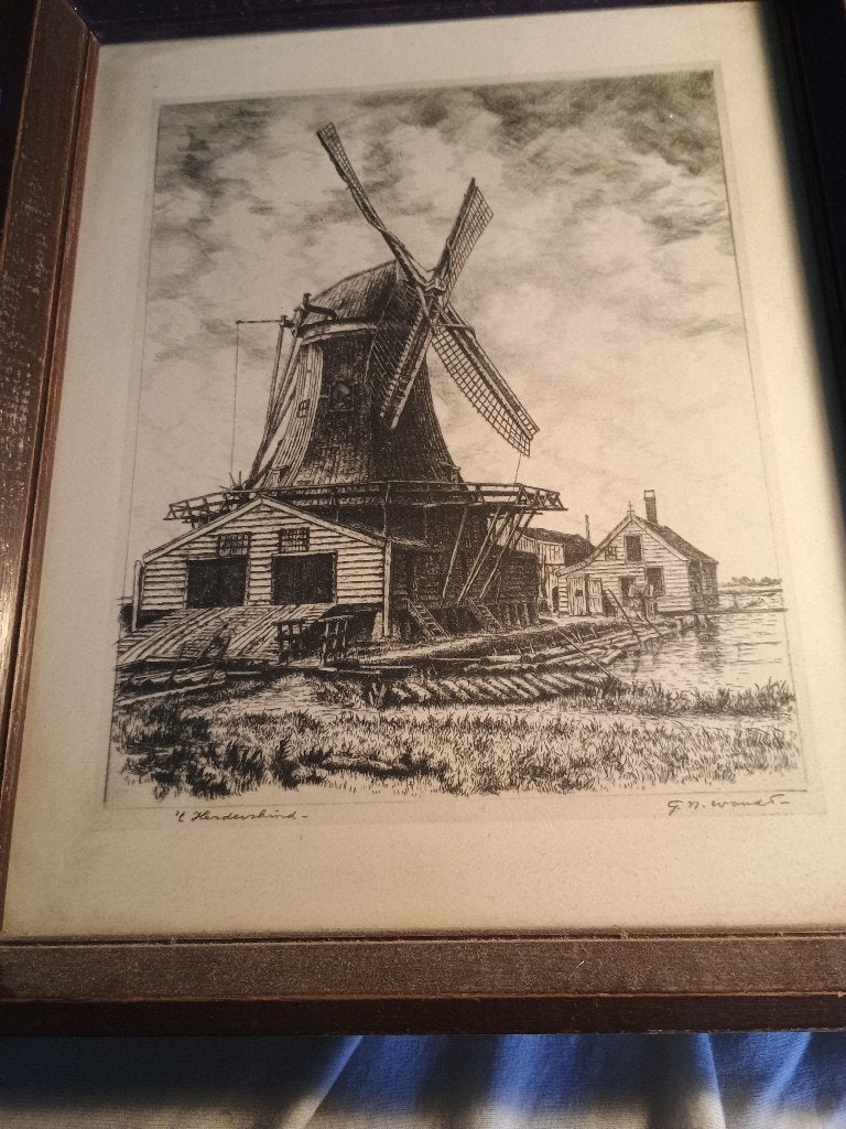 Tekening Molen het herderskind, Antiek en Kunst, Verzenden