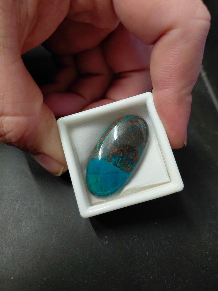Bruine blauwe chrysocolla cabochon uit congo, Sieraden, Tassen en Uiterlijk, Edelstenen, Ophalen of Verzenden