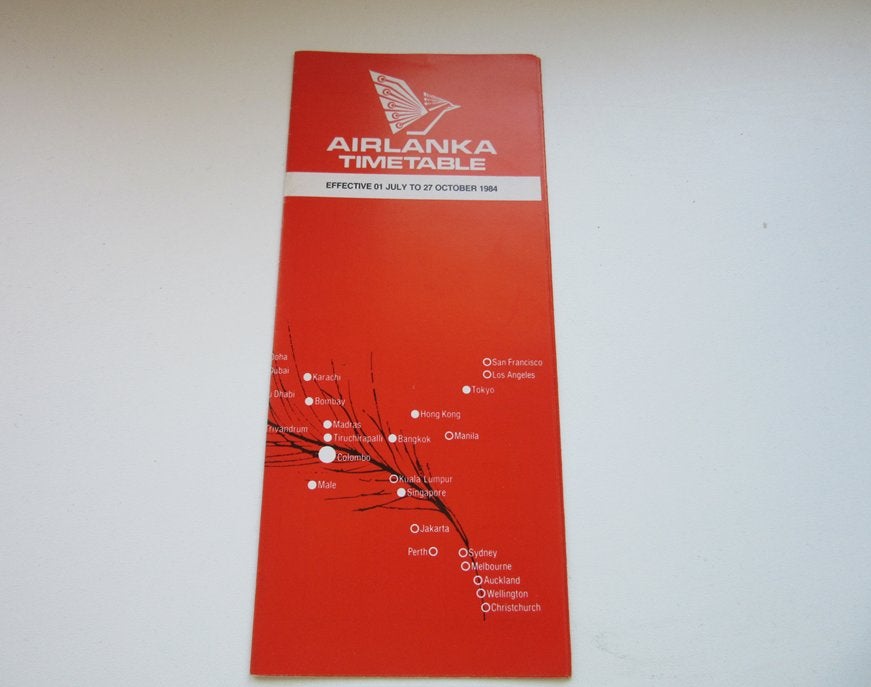 Airlanka timetable 1984, Verzamelen, Verzenden, Zo goed als nieuw, Overige typen