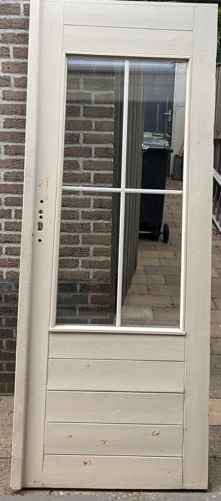 Tuinhuisdeur met dubbelglas, gratis afhalen, Doe-het-zelf en Verbouw, Deuren en Horren, Ophalen, Gebruikt, Minder dan 80 cm, Buitendeur