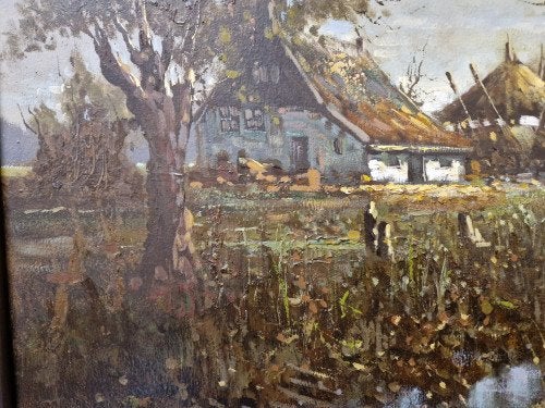 schilderij boeren landschap, Ophalen of Verzenden, 'T Olde Gre-j, Info@toldegrej.nl, Endepoelstraat 20f Didam
