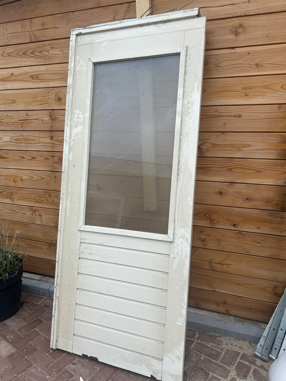Buiten hardhout schuifdeuren en zijpanelen, Ophalen, Gebruikt, 80 tot 100 cm, Buitendeur