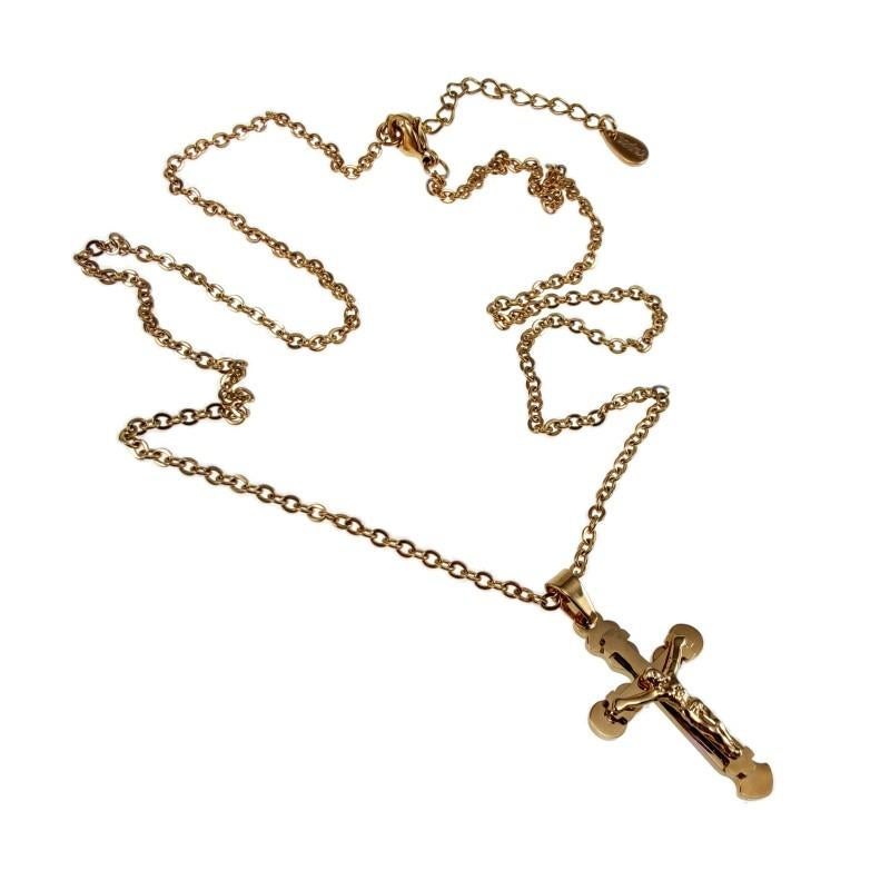 Ketting met Kruis Hanger Jezus RVS Verguld Verstelbaar 55 cm, Sieraden, Tassen en Uiterlijk, Kettingen, Overige materialen, Verzenden