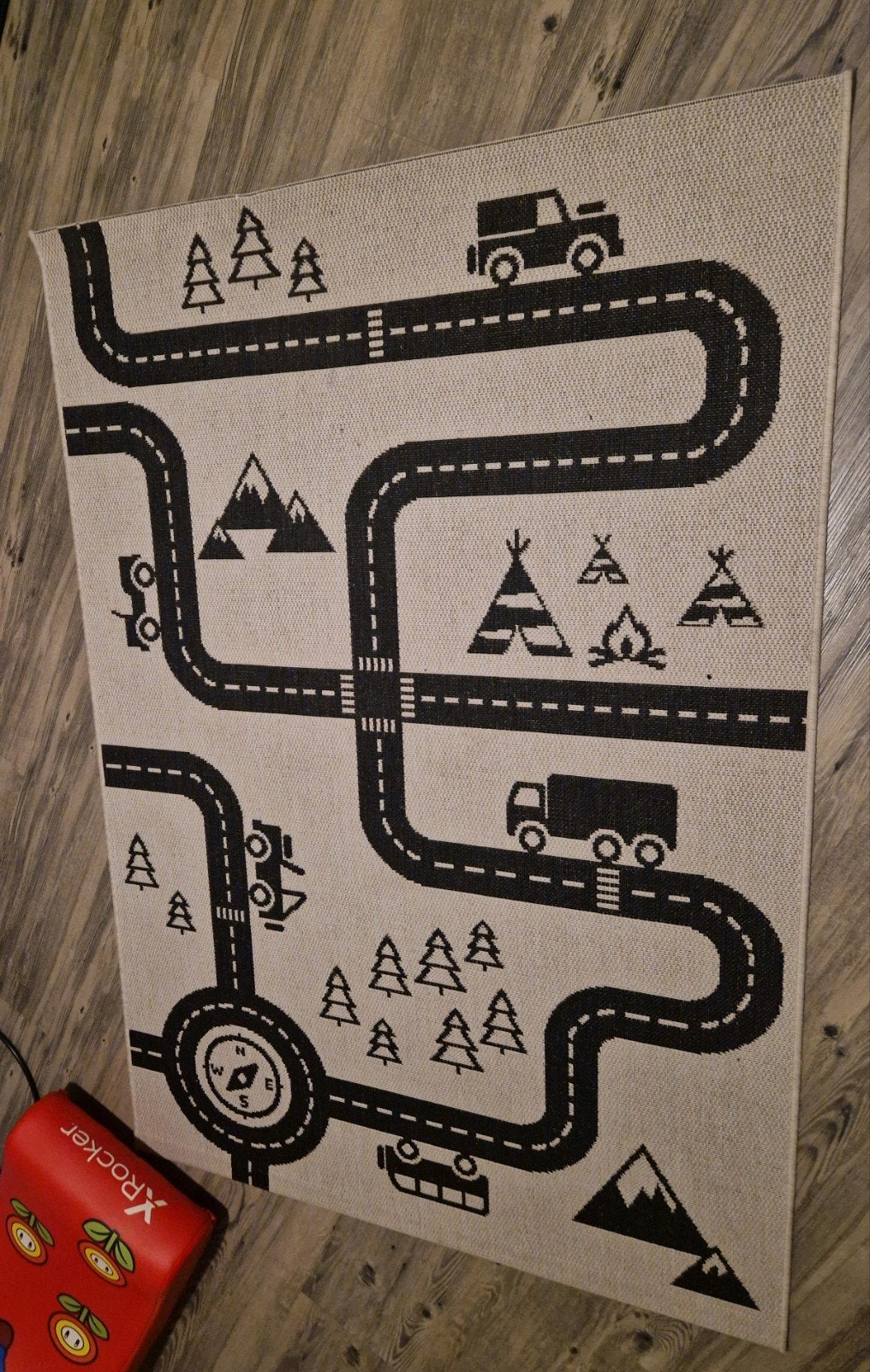 Speelkleed Vloerkleed met Wegen en Bergen - Kinderkamer, Kinderkamer, Speelkleed, Scandinavisch, Gebruikt, 100 tot 150 cm, Grijs