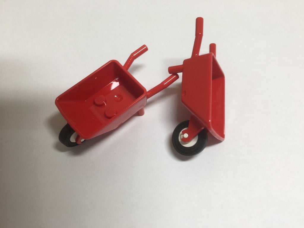 Partij Lego 2x nieuwe rode kruiwagen / wheelbarrow, Overige thema's, Lego, Nieuw, Ophalen of Verzenden