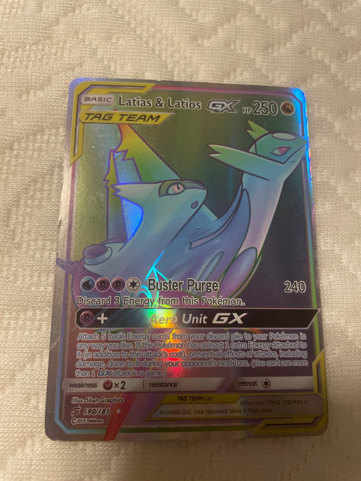 Latias & Latios GX TAG TEAM Pokémon Kaart (Foil), Ophalen of Verzenden, Zo goed als nieuw, Losse kaart, Foil