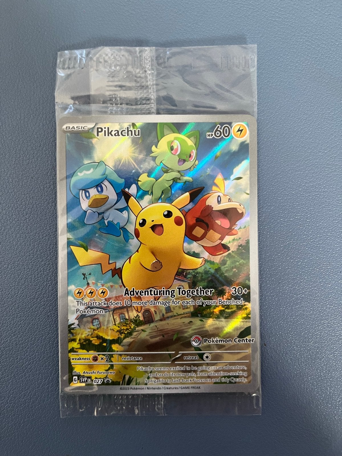 Pikachu SVP271 Promo Pokemon Center Stamp, Ophalen of Verzenden, Nieuw, Losse kaart, Foil