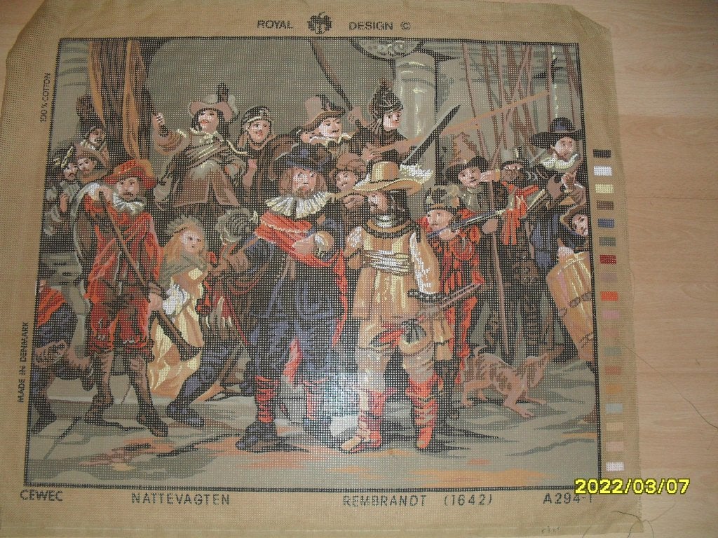 NIEUW Voorbedrukt Stramien DE NACHTWACHT. En verkoop DMC, Ophalen of Verzenden, Nieuw, Handborduren, Onderdeel of Toebehoren