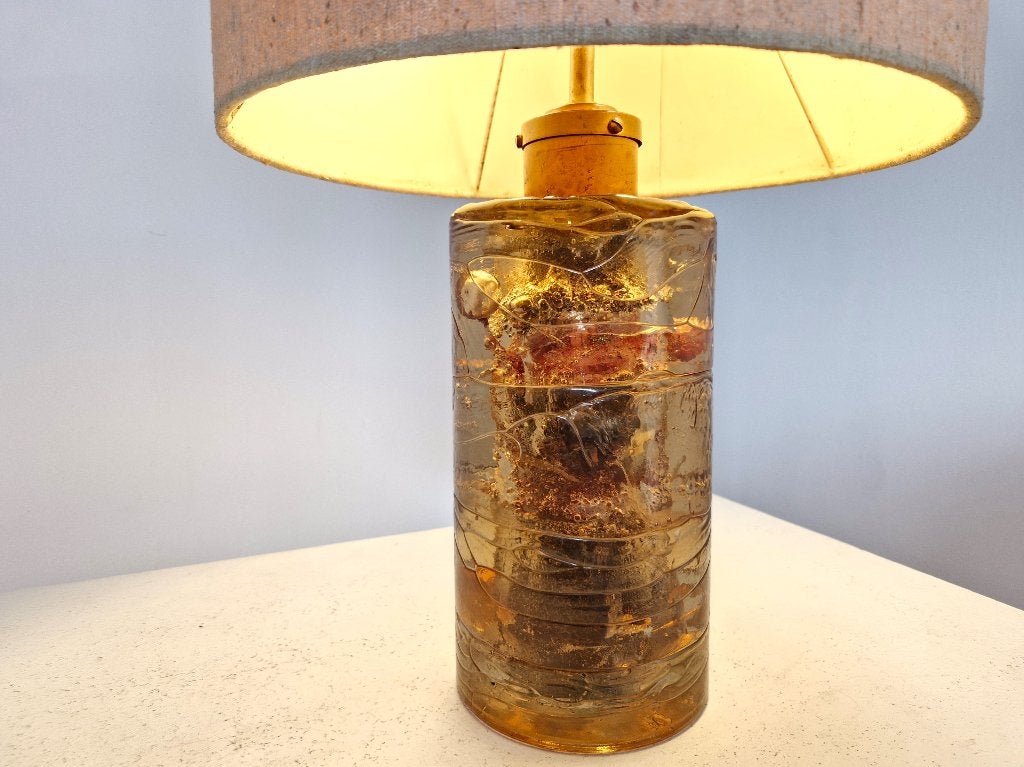 Vintage Lamp Hars en Koper | Jaren 70, Met schakelaar, Gebruikt, -, Meerkleurig