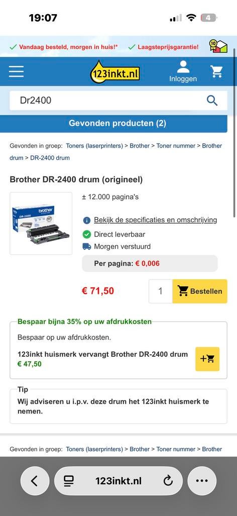 Brother DR-2400, Ophalen of Verzenden, Nieuw, Toner, Brother