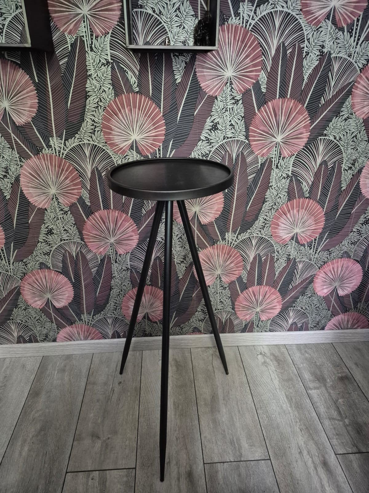 Zwarte Metalen Industriële Bijzettafel, Huis en Inrichting, Minder dan 55 cm, Gebruikt, Metaal of Aluminium, Rond