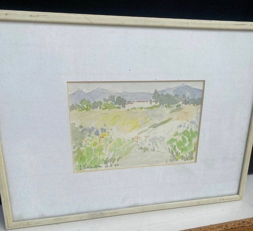 Landschap Aquarel - Gesigneerd en Gedateerd 1990, Gedateerd, Realistisch, Ophalen of Verzenden, Landschap