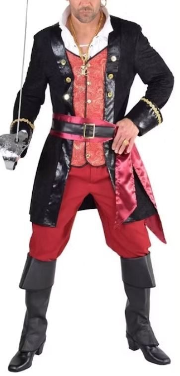 Mooi rood/zwart/goud PIRAAT/ZEEROVER/PIRATES pak (nieuw), Nieuw, Ophalen of Verzenden, Halloween, Kleding