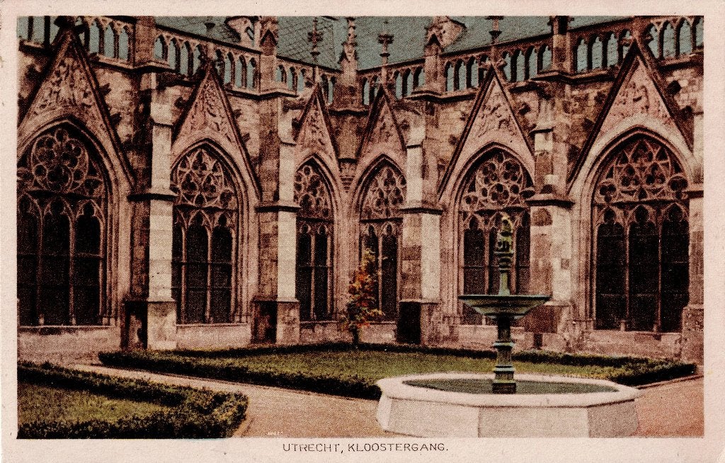 Utrecht – Kloostergang. Gelopen Aarlanderveen 1927., Ophalen of Verzenden, 1920 tot 1940, Gelopen, Utrecht