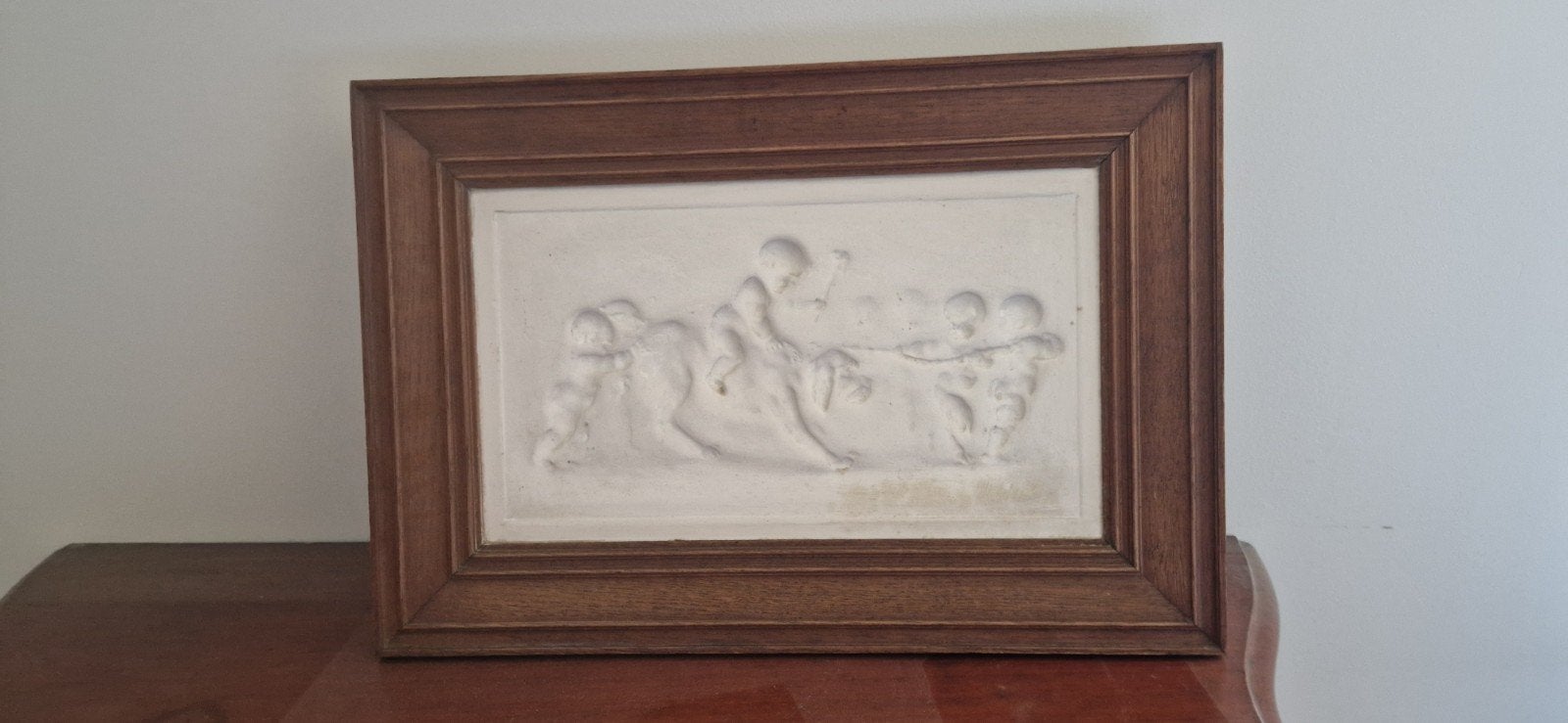 Mooi gipsen schilderij in houten lijst, Antiek en Kunst, Kunst | Beelden en Houtsnijwerken, Gips, Ophalen of Verzenden, Handgemaakt