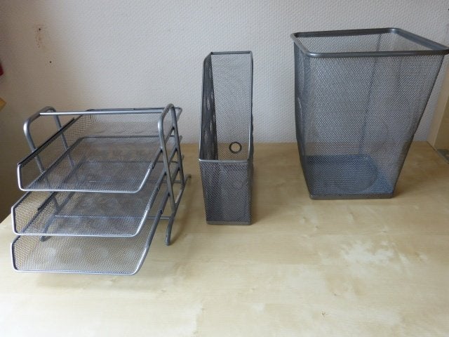 Bureau accessoires set mesh metaal zilver, Ophalen of Verzenden, Gebruikt