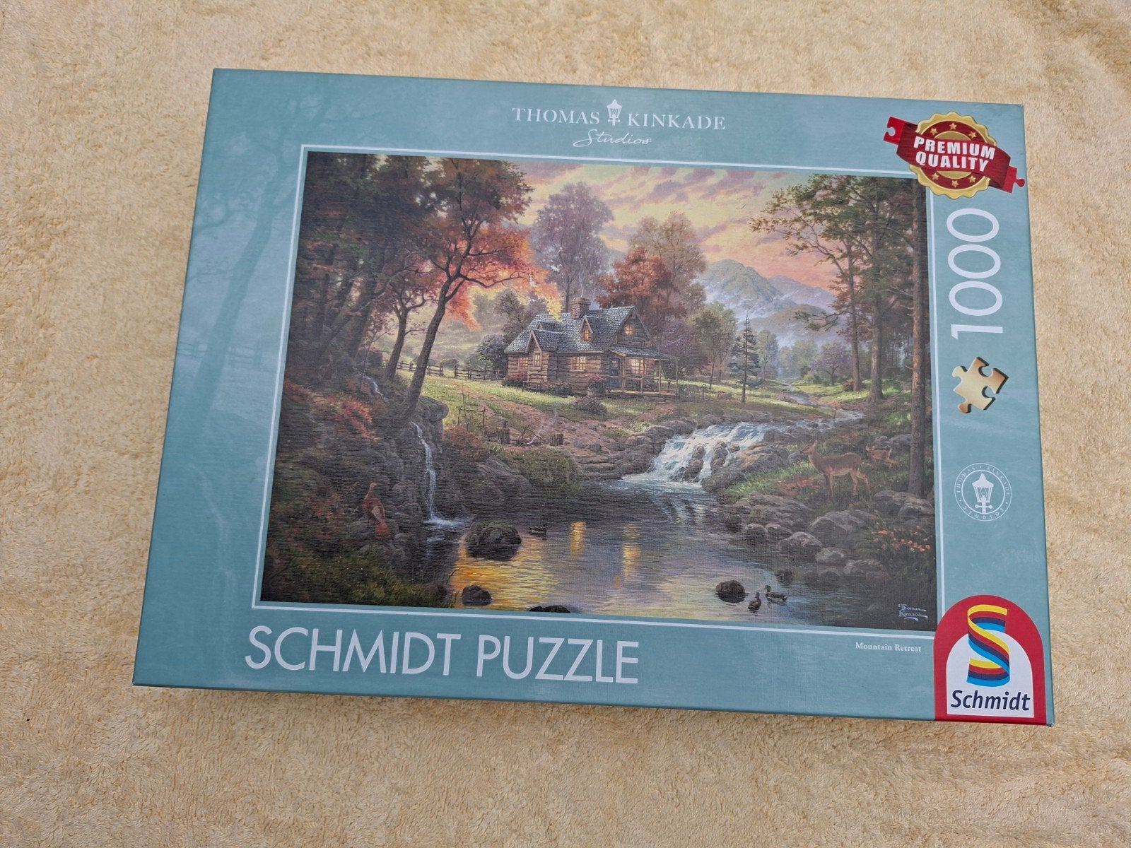 Schmidt puzzel Houten huis langs de beek, Ophalen of Verzenden, 500 t/m 1500 stukjes, Zo goed als nieuw, Legpuzzel