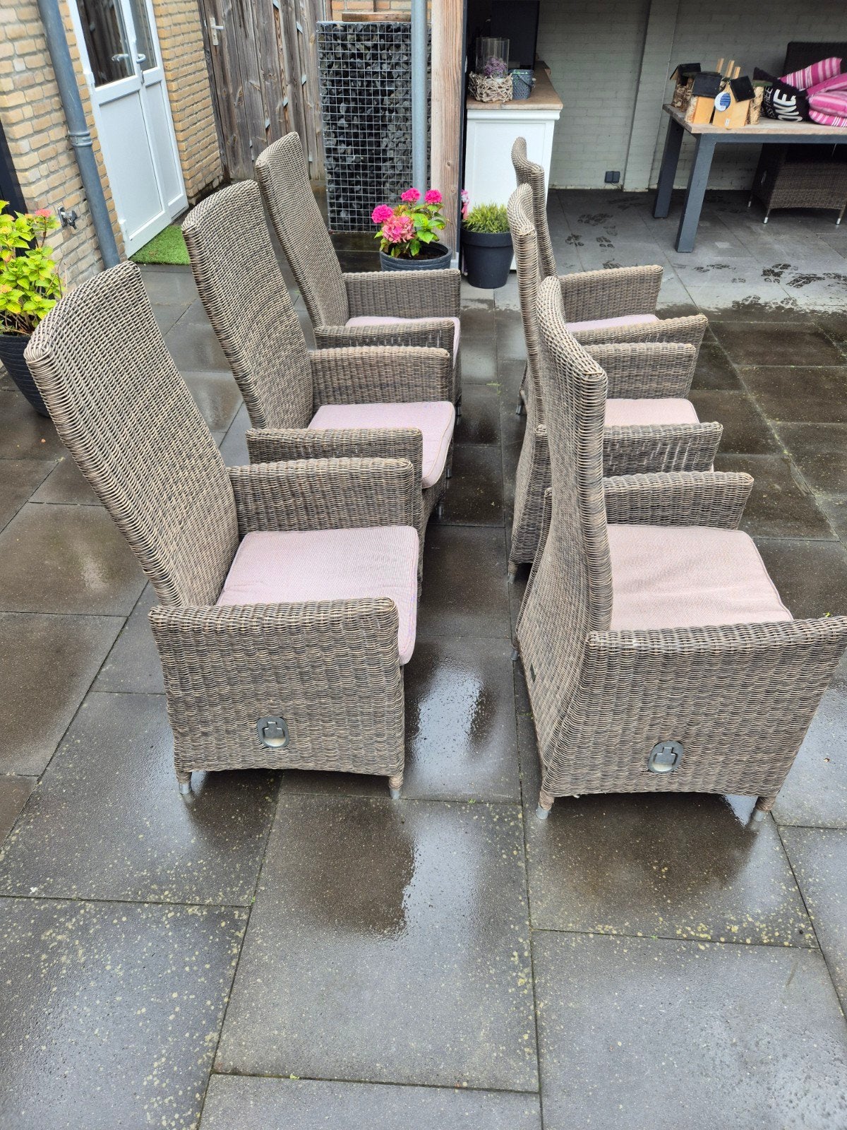 6 zeer nette Bois Le Duc tuinstoelen, Tuin en Terras, Ophalen, Zo goed als nieuw, Wicker, Verstelbaar