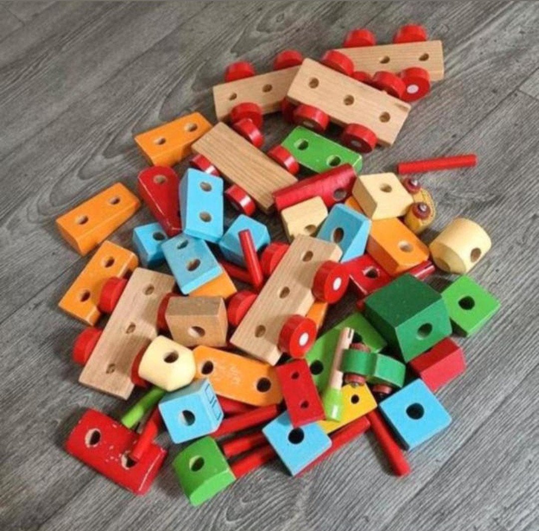 🚂🚂set om zelf treintjes te maken🚂🚂, Kinderen en Baby's, Speelgoed | Houten speelgoed, Verzenden, Gebruikt