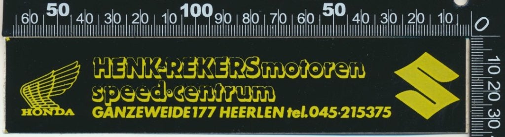 Sticker: Henk Rekers Motoren Speed Centrum - Honda - Heerlen, Ophalen of Verzenden, Zo goed als nieuw, Auto of Motor