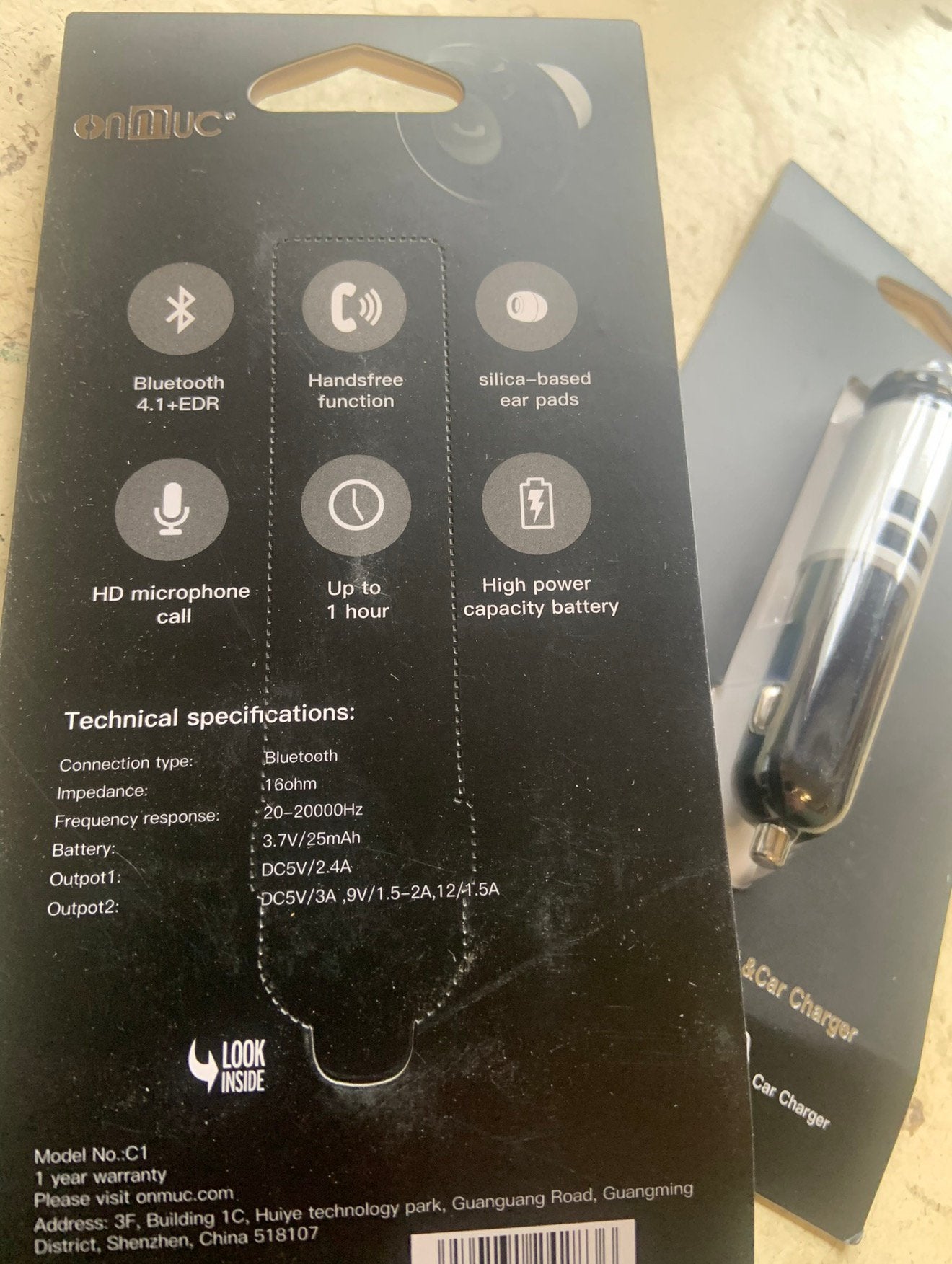 9X onmuc Bluetooth headset & autolader USB lader auto Bellen, Auto diversen, Carkits, Nieuw, Ophalen of Verzenden, H, H