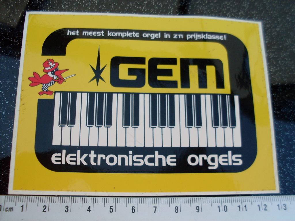 sticker GEM elektronische orgels logo, Verzenden, Zo goed als nieuw, Merk