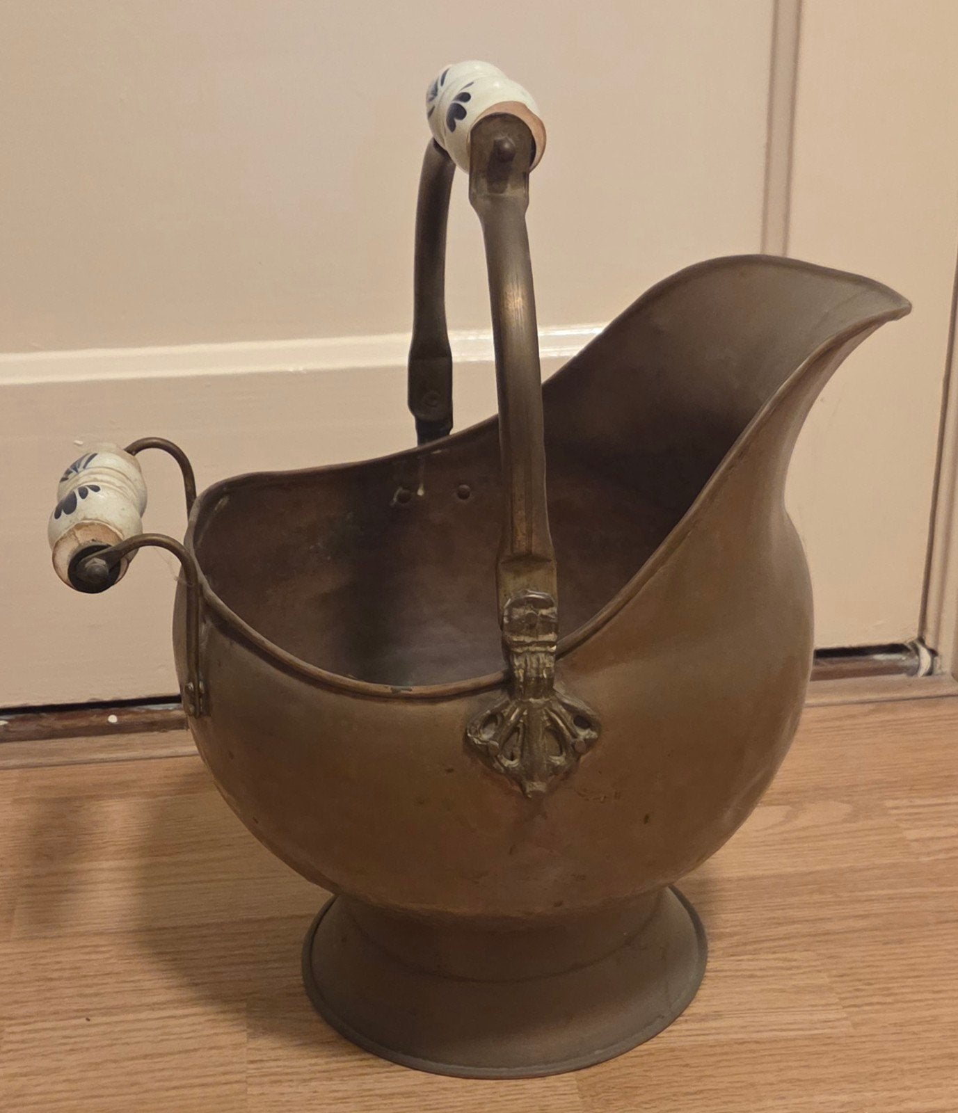 Antieke koperen kolenkit / Helmpot, Ophalen, Koper
