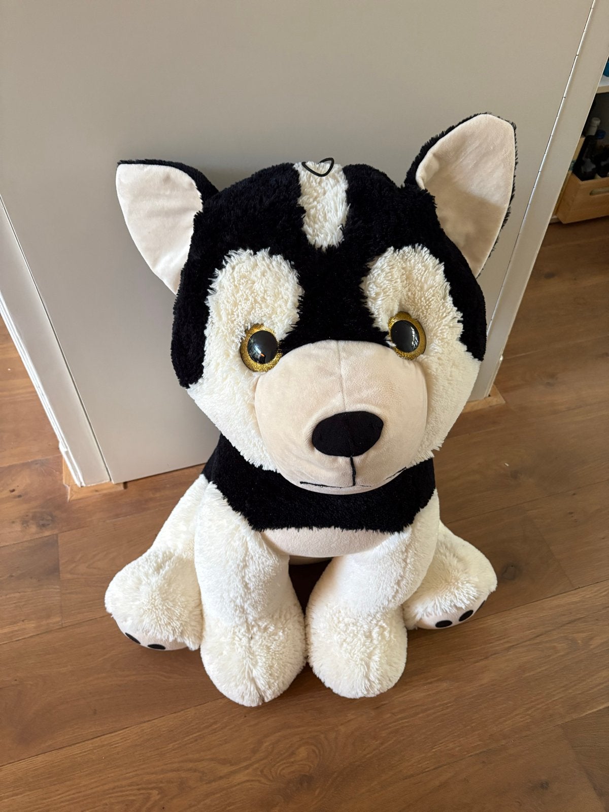Grote Zwart-witte Husky Knuffel - Rookvrij Huis, Ophalen, Overige merken, Overige karakters, Zwart