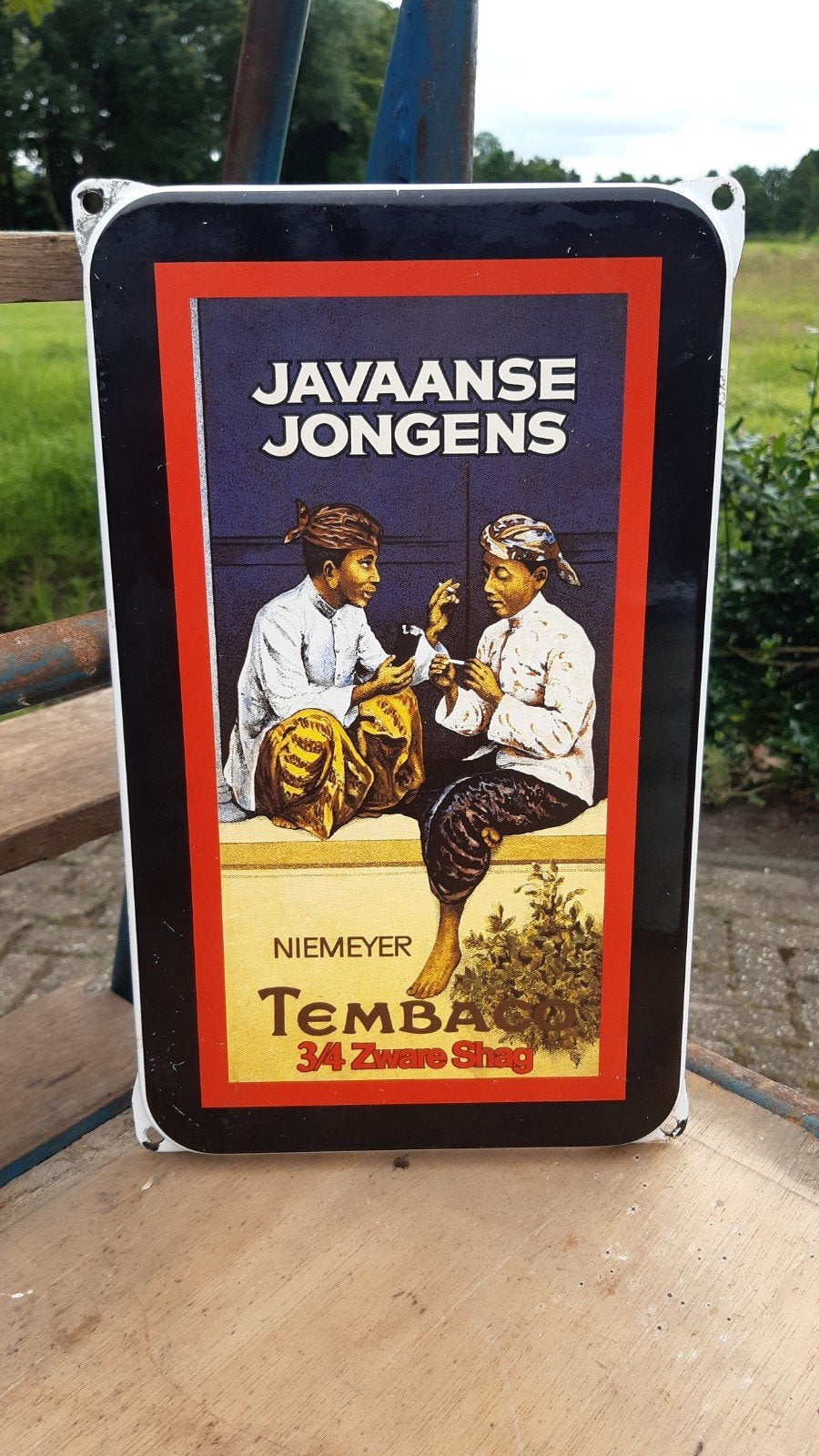 Emaille Javaanse Jongens Reclamebord, Ophalen of Verzenden, Gebruikt, Reclamebord