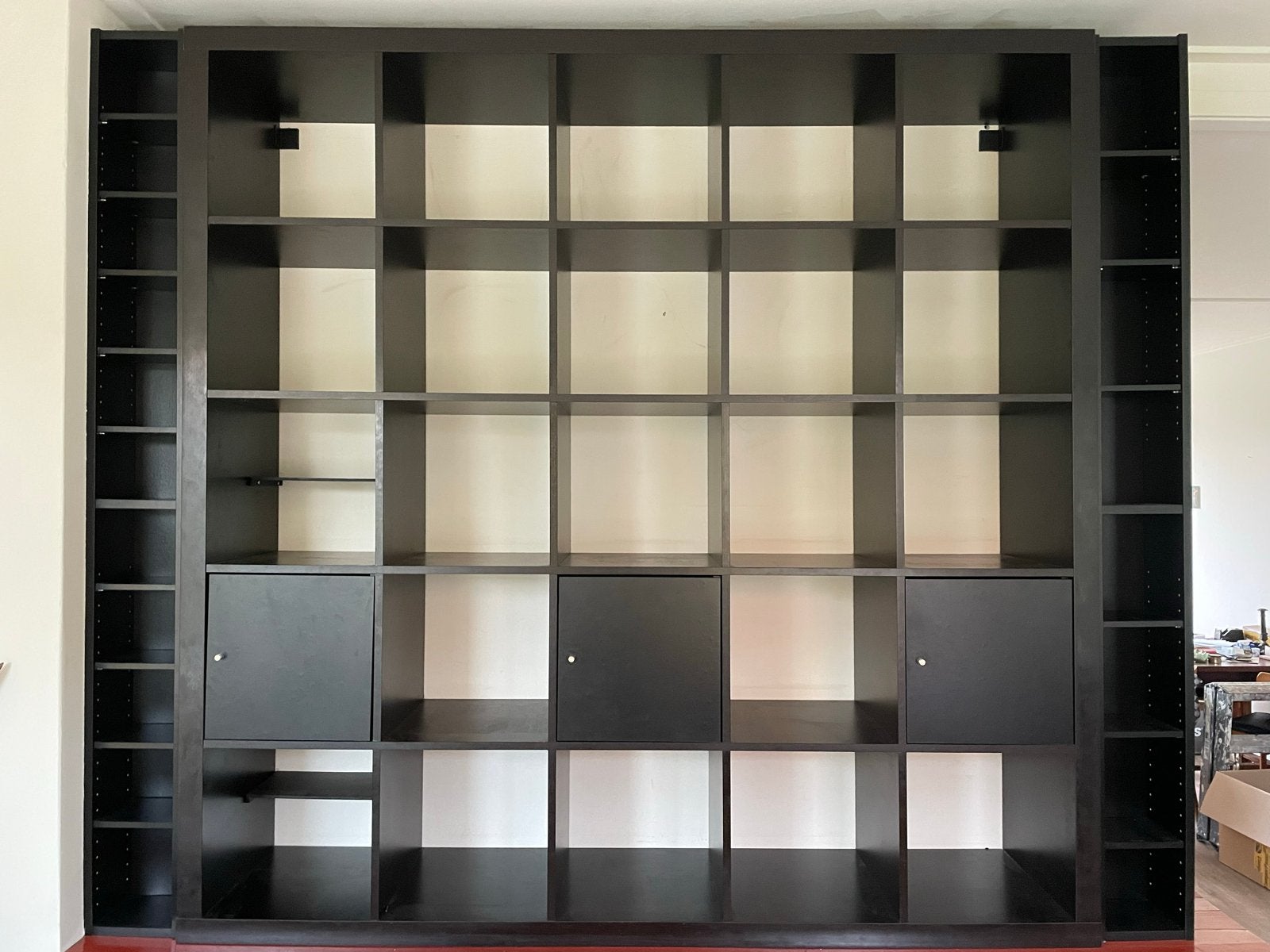 Ikea Kallax 5x5 + 3x GNEDBY zwart, Ophalen, Gebruikt, 200 cm of meer, Minder dan 100 cm